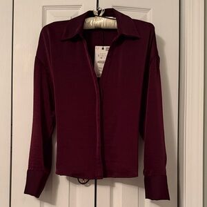 NWT Zara Satin Effect Blouse with Thin Belt